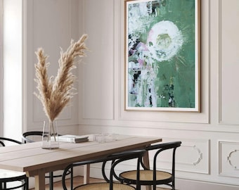 Large Green Abstract Art Print: Modern Coastal Painting (Digital Download)