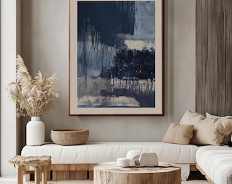 Blue Beige Abstract Art Print: Modern Scandinavian Design (Digital Download)