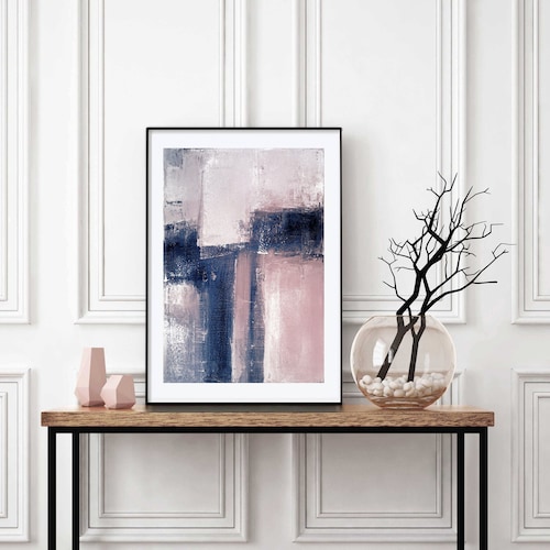 Abstract Watercolor Blush Pink and Blue Wall Art Printable Etsy