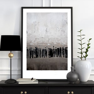Beige & Black Abstract Art Print: Modern Neutral Painting (Digital Download)