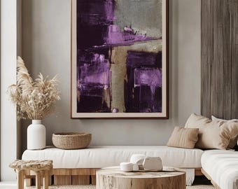 Purple Abstract Art Print: Modern Japandi Decor (Digital Download)
