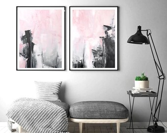 抽象的なデジタル、ピンクとグレーの絵画、デジタルダウンロードプリント、抽象的な印刷可能、ミニマリストアート、印刷可能なアート、大きな抽象的なセット