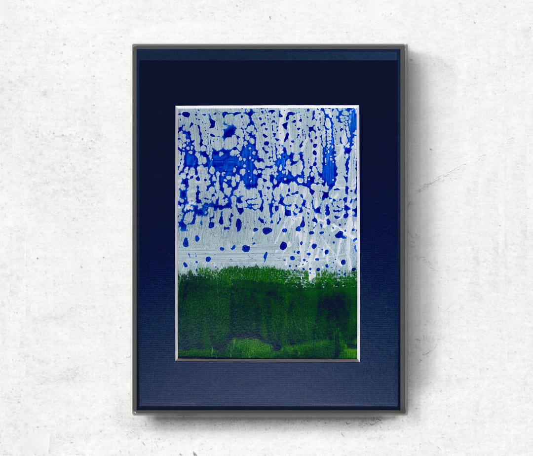 Rainfall Pattern – Abstract Blue and Green Acrylic Painting With Navy ...