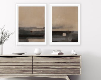 Set of 2 ,Abstract Painting, Printable Wall Art, Abstract Art brown beige gray, Large Wall Art Print, neutral,  Wall Art, Downloadable Art