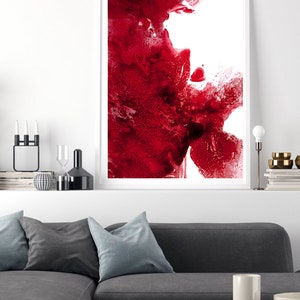 Printable Abstract, Large Art Prints, Brush red Prints, Simple Prints, , Minimalist Art, Brush Stroke Print red, Contemporary art, Red art image 7