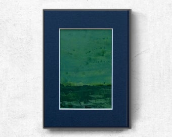 Original painting, original acrylic on paper  , painting on paper, small original artwork, green modern  abstract painting, green teal art