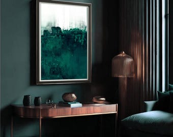 Lámina abstracta verde esmeralda: decoración de pared moderna (descarga digital)