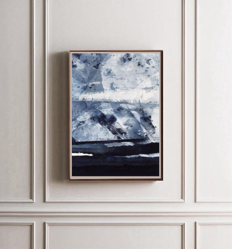 Stampe artistiche astratte blu navy: decorazioni murali minimaliste (set di 3) (download digitale) immagine 7