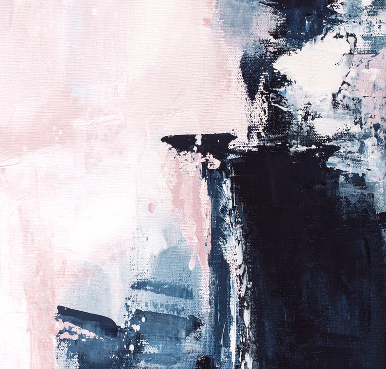 Pink & Navy Blue Triptych Wall Art Set of 3 Prints Abstract Etsy Canada