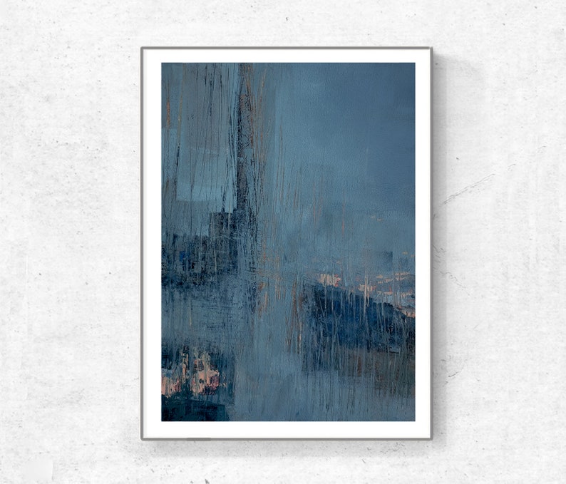 Abstract digital print, blue painting, digital download print, abstract printable, blue ivory wall art, minimalist art, printable art image 2