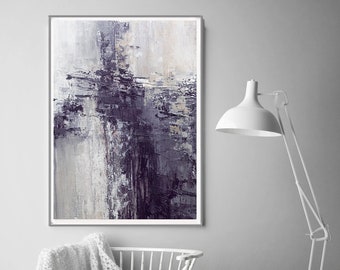 Printable abstract, contemporary art,  print from original painting, pastel colours, violet and white, thistle colours, white,Abstract Print