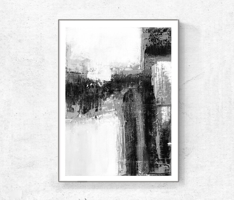 Black and White Abstract Art Modern Art Prints Set of Two Etsy