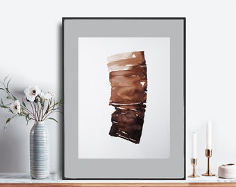 Original painting, original watercolor , painting on paper, neutral ink original , abstract painting on paper, wall art, brown ink original