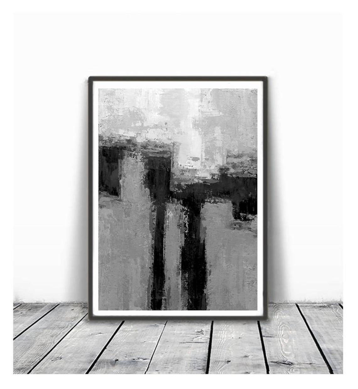 Black White gray Contemporary Art Set of 3 Prints Abstract Etsy