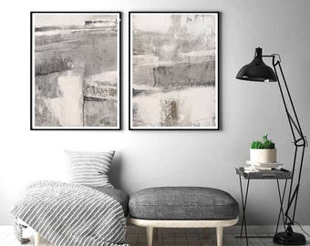 Abstract digital , beige and grey painting, Neutral Minimalist Print , abstract printable, minimalist art , large abstract set of 2