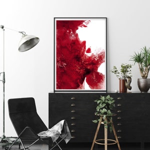 Printable Abstract, Large Art Prints, Brush red Prints, Simple Prints, , Minimalist Art, Brush Stroke Print red, Contemporary art, Red art image 2