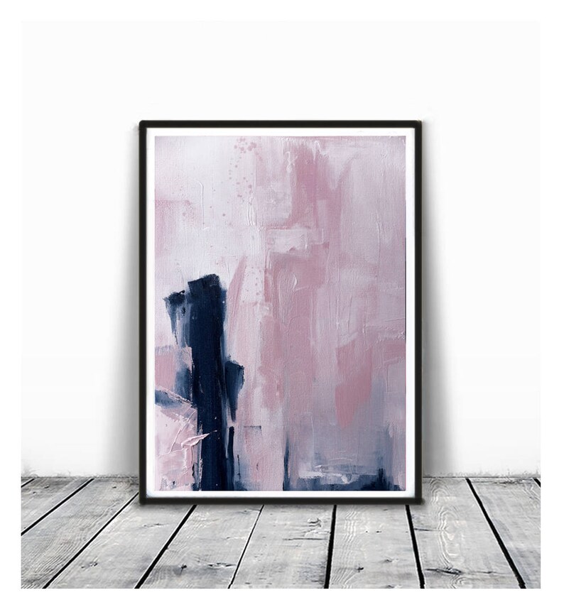 Estratto scandinavo, arte stampabile, poster artistico, astratto moderno, arredamento industriale, set di 2 rosa e blu navy, stampa di grandi dimensioni rosa blu immagine 4
