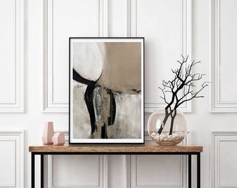 Printable abstract, contemporary art,  print from original painting, neutral wall art, pastel colors, beige abstract, white ivory black