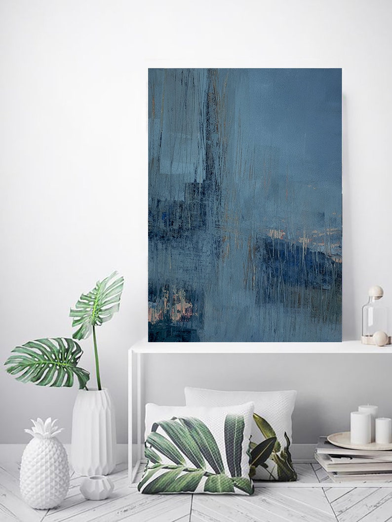 Abstract digital print, blue painting, digital download print, abstract printable, blue ivory wall art, minimalist art, printable art image 8