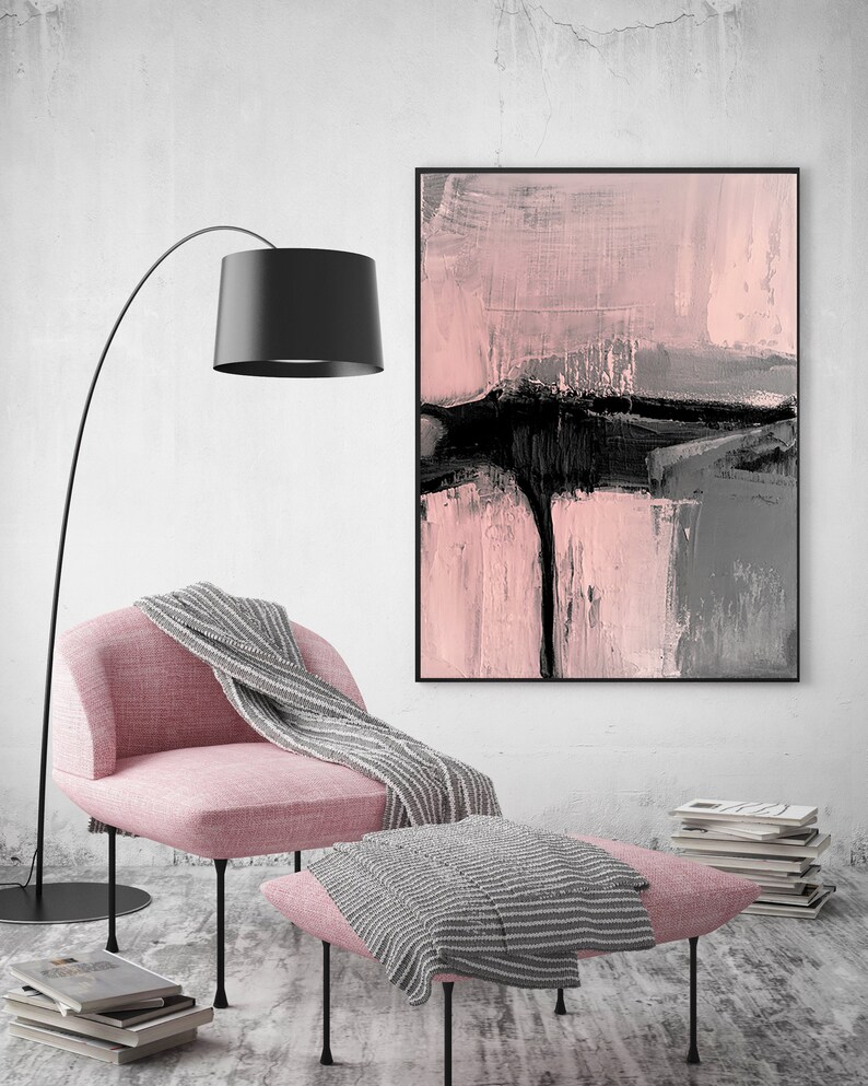 Blush Pink Printable Abstract Art Pink & Grey Wall Art | Etsy