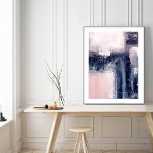 Druckbare Kunst, Kunst Poster, digitaler Download, Wand-Dekor, marine blau und weiß, modernes abstraktes, skandinavisches Design, rosa, blush pink, grau