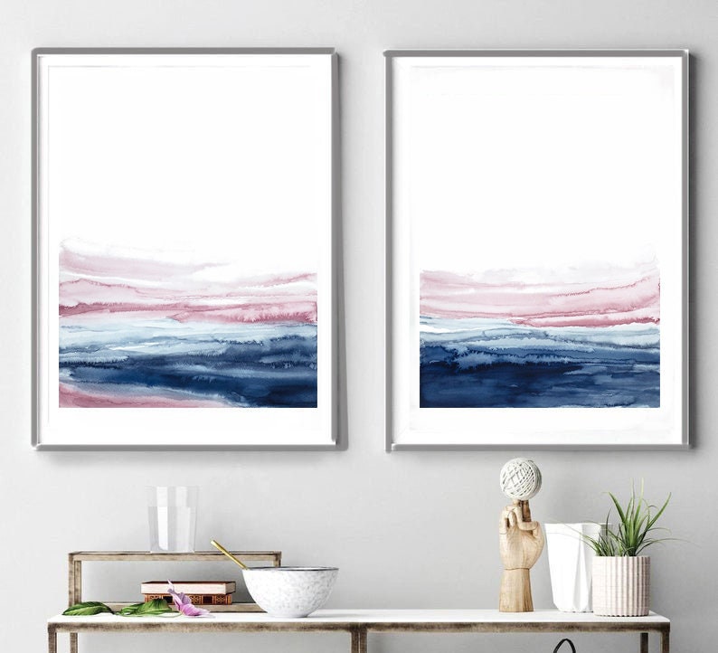 Watercolor Set PRINTABLE Wall Art Set of 2 Prints Abstract | Etsy