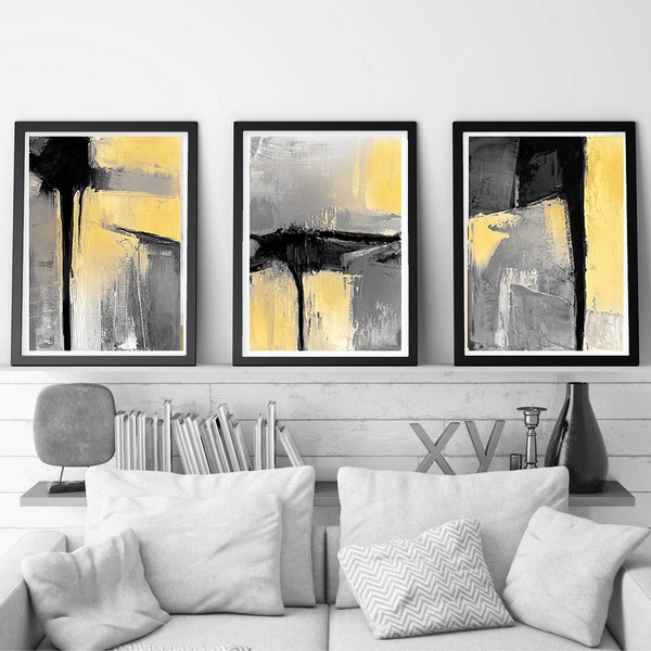 Yellow Gray Wall Art Etsy