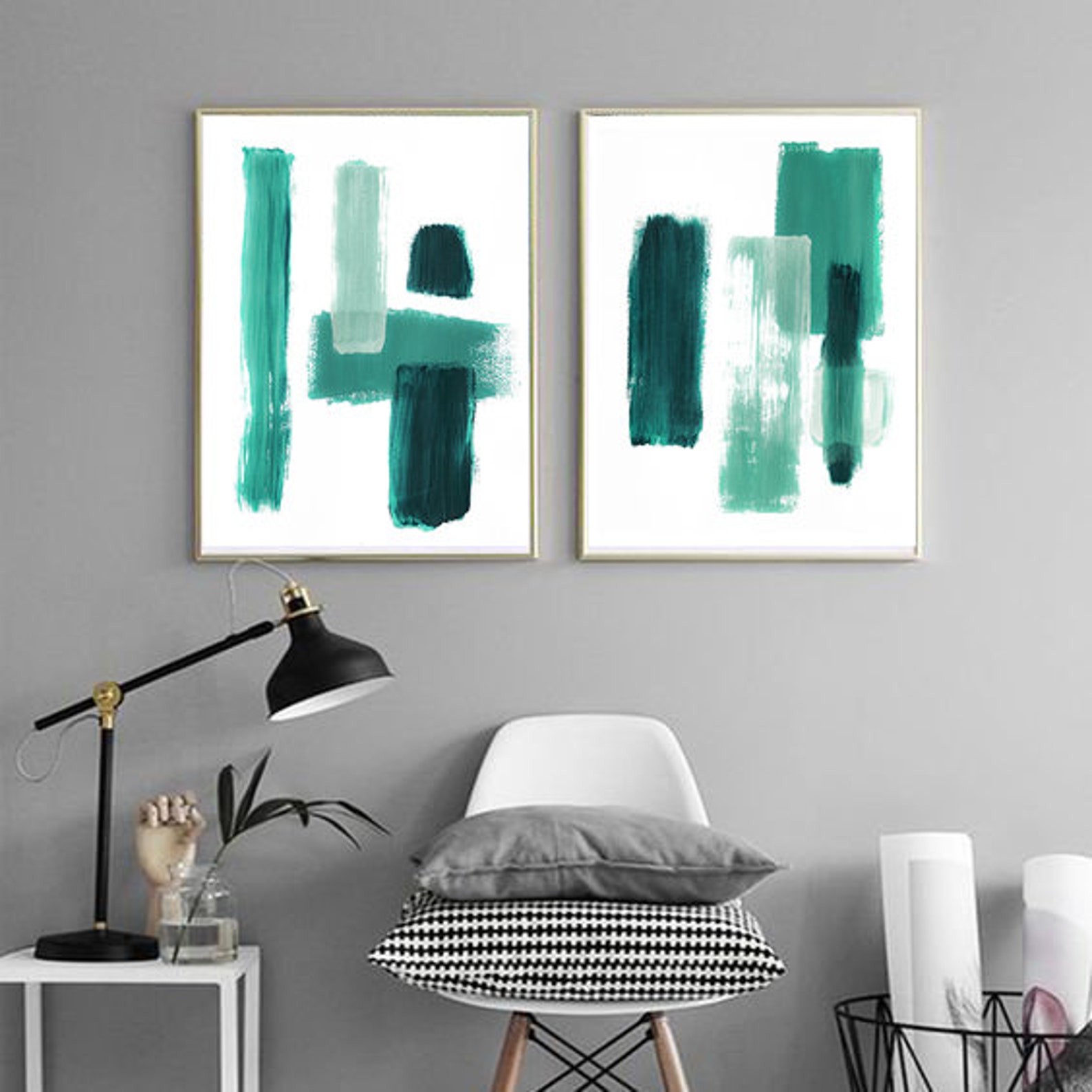 Abstract Art Print Set Printable Art Coastal Colors Etsy