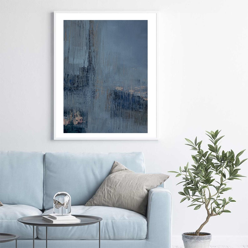 Abstract digital print, blue painting, digital download print, abstract printable, blue ivory wall art, minimalist art, printable art image 5