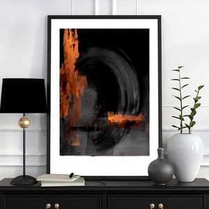 Lámina abstracta de cobre negro: Decoración minimalista moderna (descarga digital)