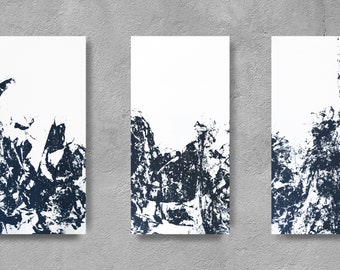 Triptych on canvas Abstract Art, Acrylic Wall Art , Abstract Art, Gray  and white abstract, set of 3 abstract original , Large set of 3