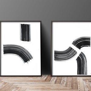 Stampe artistiche di dittici astratti in bianco e nero (download digitale)