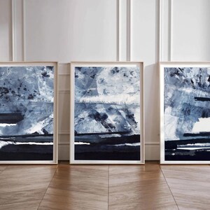 Stampe artistiche astratte blu navy: decorazioni murali minimaliste (set di 3) (download digitale) immagine 2