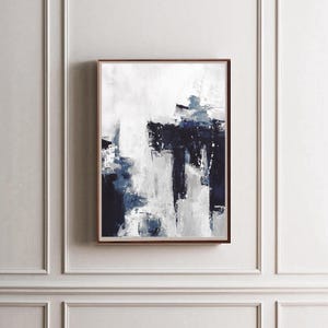 Arte murale astratta blu navy e grigia stampabile - Download digitale, arredamento minimalista moderno 24 x 36