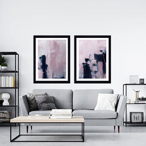 Estratto scandinavo, arte stampabile, poster artistico, astratto moderno, arredamento industriale, set di 2 rosa e blu navy, stampa di grandi dimensioni rosa blu immagine 10