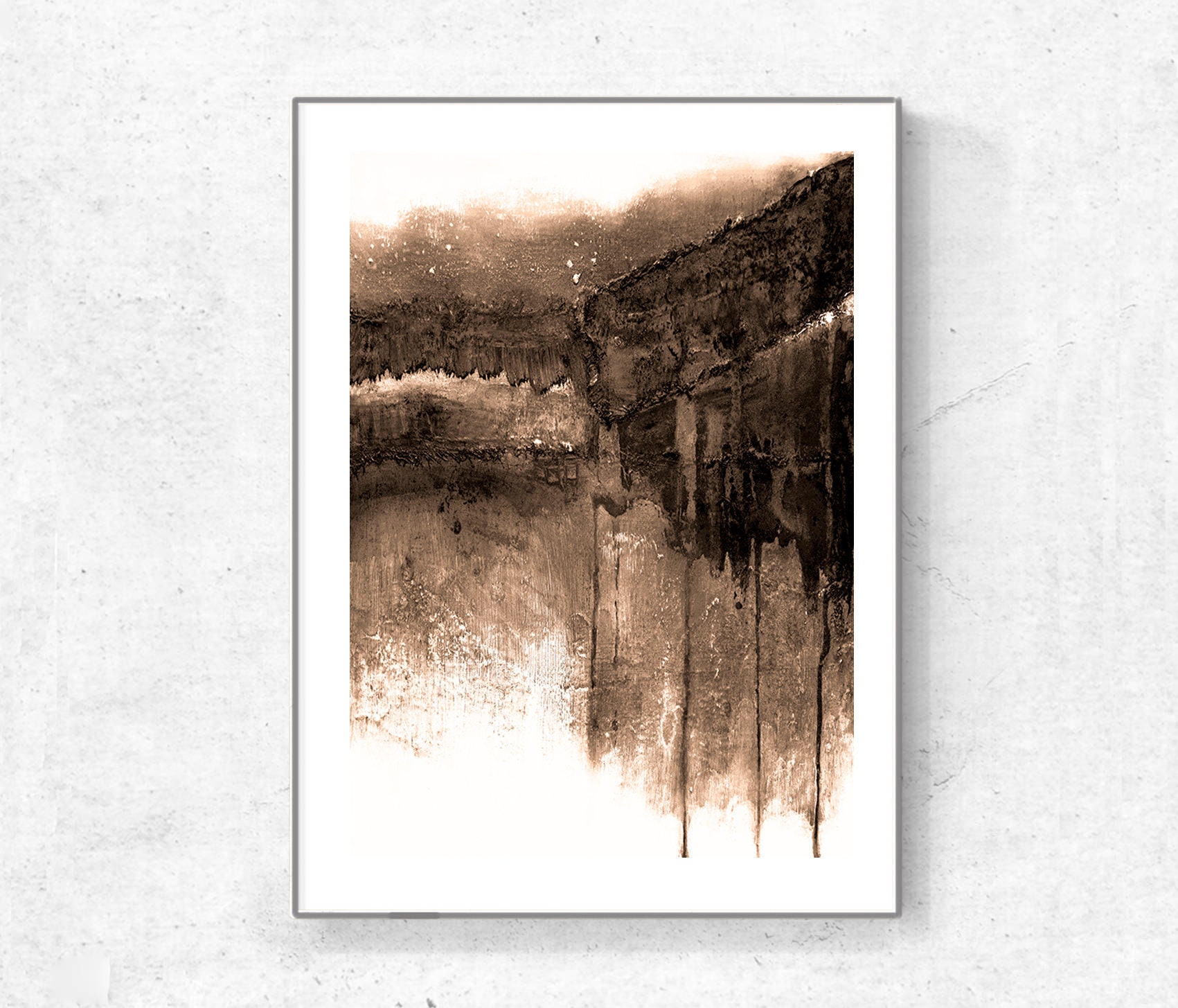 Abstract Painting Sepia Wall Art Abstract Art Print | Etsy
