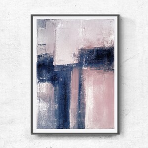 Scandinavian abstract, Printable Art, Art Poster, modern abstract, Industrial Decor, indigo, white, pink, light pink, large print, navy blue image 3