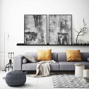 Abstract Art Prints Set: Grey & White Wall Decor (Digital Download)