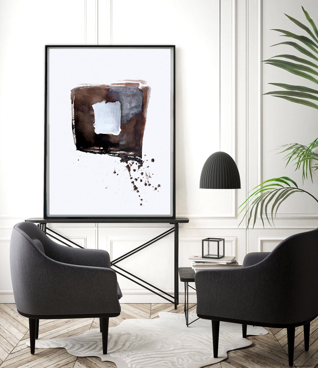 Neutral Abstract Art ink abstract Large printableArt Black | Etsy