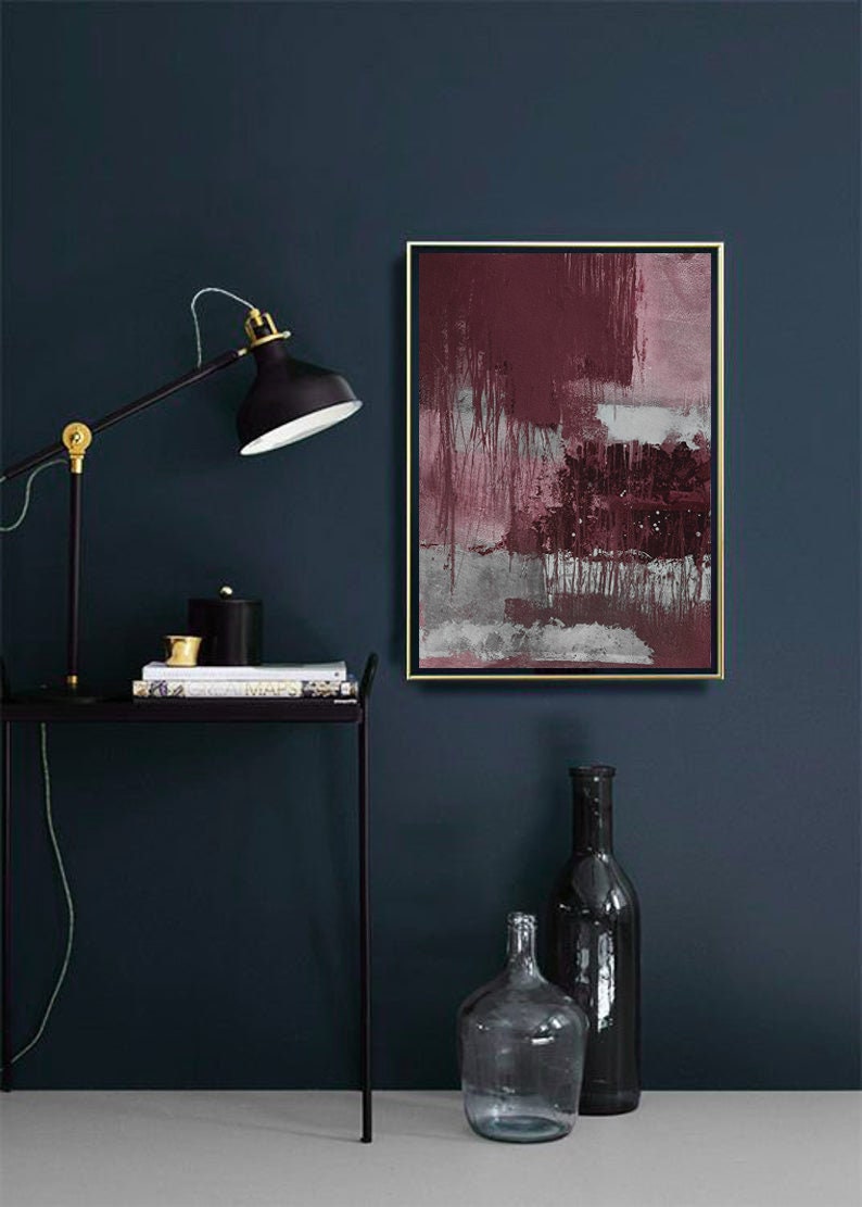 Print Art Contemporary Art Red Gray Wall Art Modern Etsy