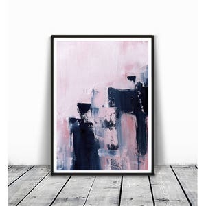 Estratto scandinavo, arte stampabile, poster artistico, astratto moderno, arredamento industriale, set di 2 rosa e blu navy, stampa di grandi dimensioni rosa blu immagine 5