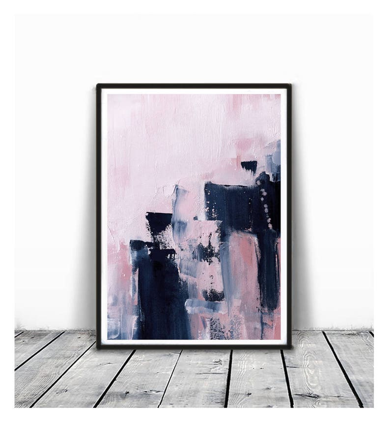Estratto scandinavo, arte stampabile, poster artistico, astratto moderno, arredamento industriale, set di 2 rosa e blu navy, stampa di grandi dimensioni rosa blu immagine 5