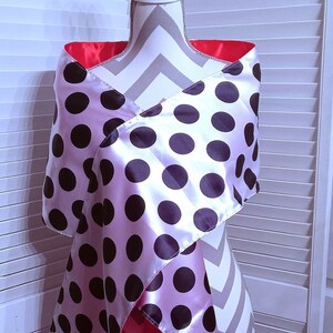 Satin Wrap, Black And White Shawl, Charmeuse Satin Shawl, Satin Stole, Reversible Wrap, Lined Wrap, Formal Wrap, Gift For Her, Polka Dots