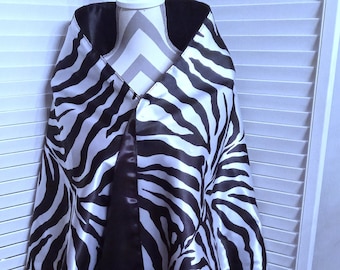 Satin Wrap, Animal Print Shawl, Charmeuse Satin Shawl, Satin Stole, Reversible Wrap, Lined Wrap, Formal Wrap, Gift For Her, Zebra Print