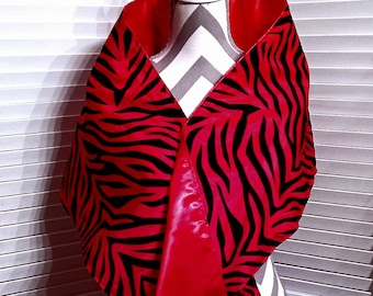 Satin Wrap, Animal Print Shawl, Charmeuse Satin Shawl, Satin Stole, Reversible Wrap, Lined Wrap, Formal Wrap, Gift For Her, Red Zebra Print