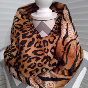 Faux Fur Scarves, Animal Print Scarf, Chunky Scarves, Neck Scarf, Infinity Scarf, Fashion Accessories, Gift For Her,  Loop Scarf