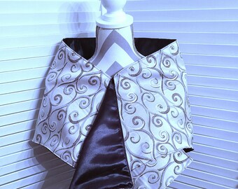 Woven Shawl, Tapestry Wrap, Gray Tapestry Stole, Black Satin Shawl Wrap, Reversible Wrap, Lined Shawl, Formal Wrap, Gift For Her