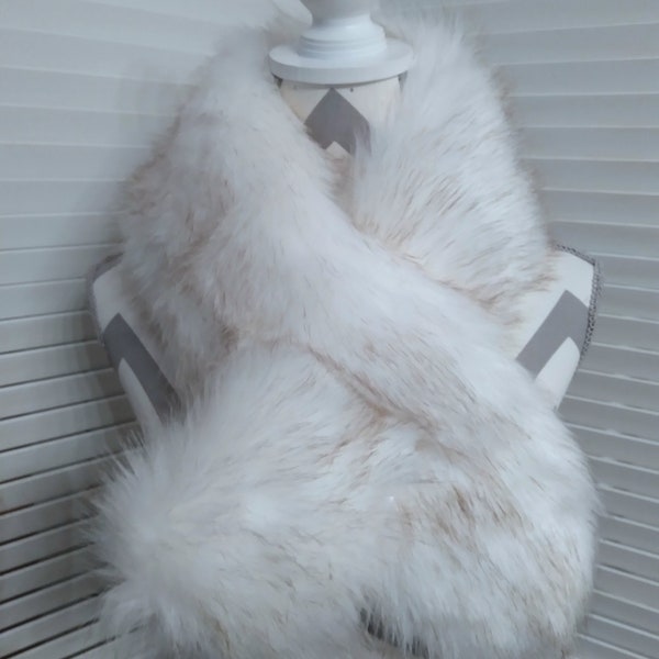 Faux Fur Scarves, White Faux Fur Scarf, Faux Fur Collar, Faux Fur Scarflett, Fashion Accessories, Gift For Her, Gift For Him