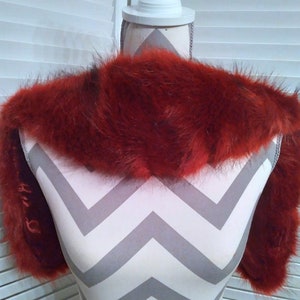 Faux Fur Scarves, BurgandyFaux Fur Scarf, Faux Fur Collar, Faux Fur Scarflett, Neck Scarf, Fashion Accessories, Gift For Her, Gift For Him