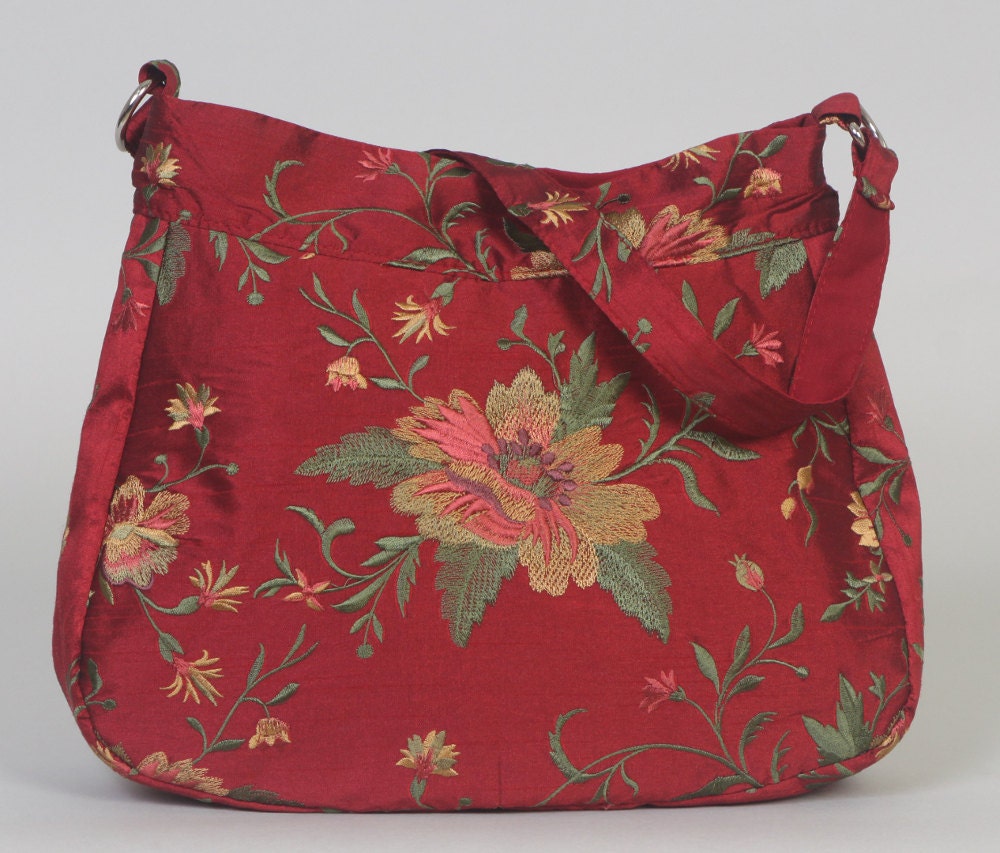 Shoulder Purse/Bag Red embroidered silk Etsy 日本